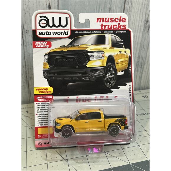 AW AutoWorld 2023 RAM 1500 Rebel Havoc Edition Baja Yellow Muscle Trucks 2024 - Picture 1 of 8